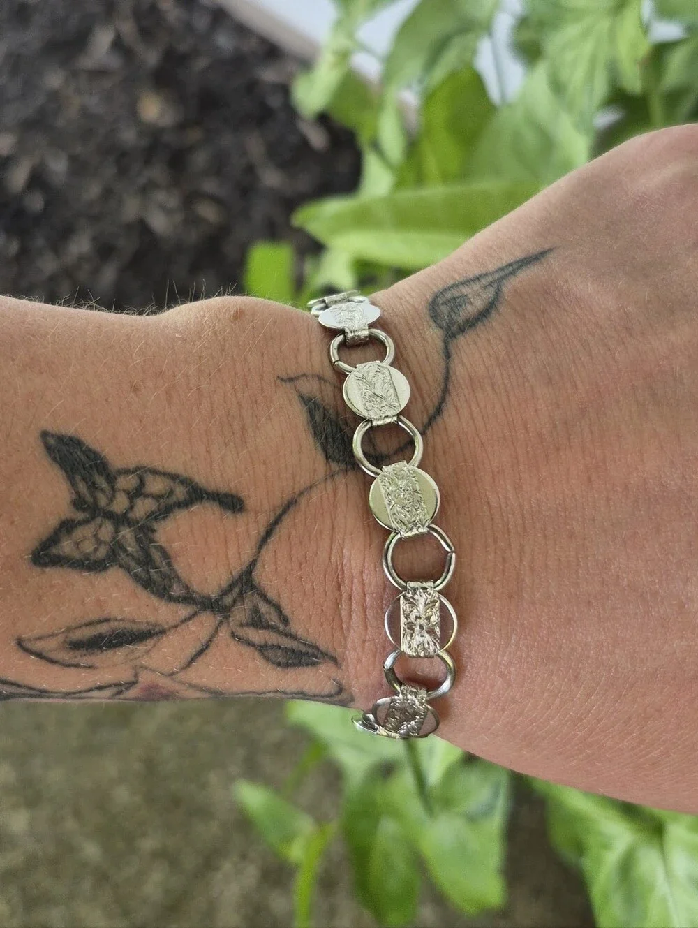 Vintage Classic Silver-Tone Coin Link Bracelet - Women